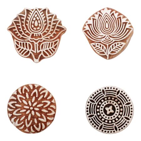 Set of 4 Piece New Mix Wooden Printing Block